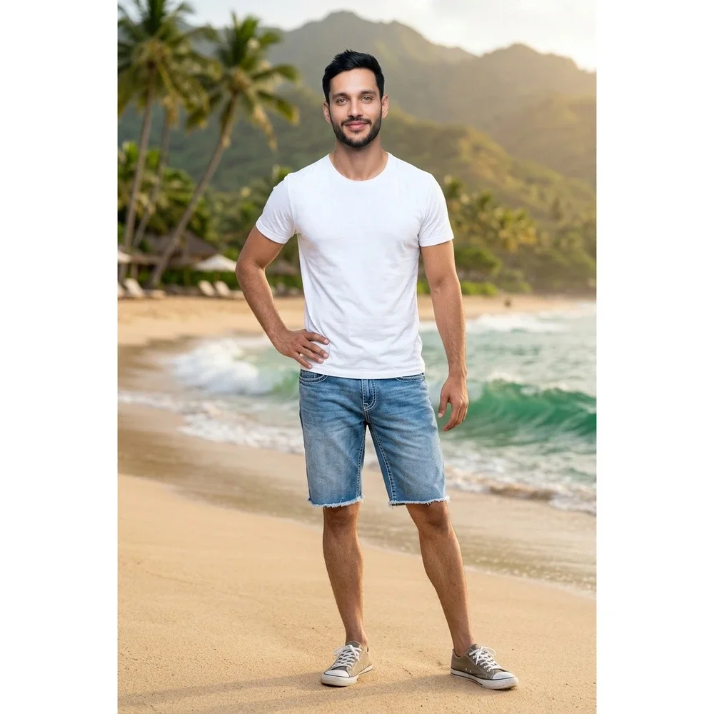 True‎ Religion Ricky 36 Relaxed  Blue Denim Shorts Mens Raw Hem Distressed